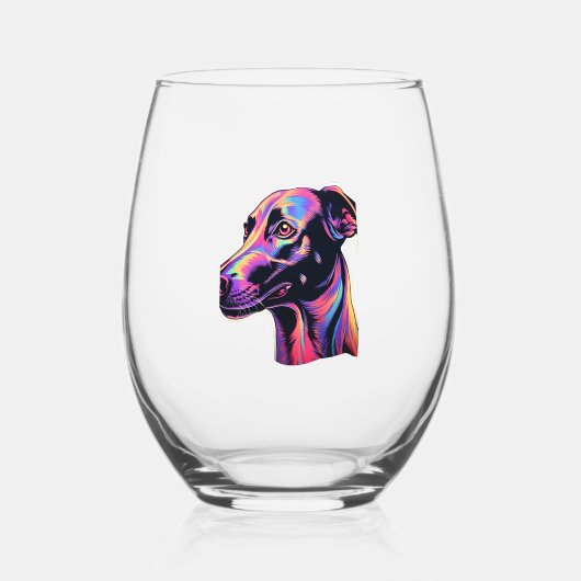 Greyhound Neon Design Wijnglas Zonder Voet (Voorkant)