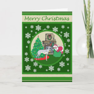 Greyhound Old Fashioned Kerstmis Feestdagen Kaart