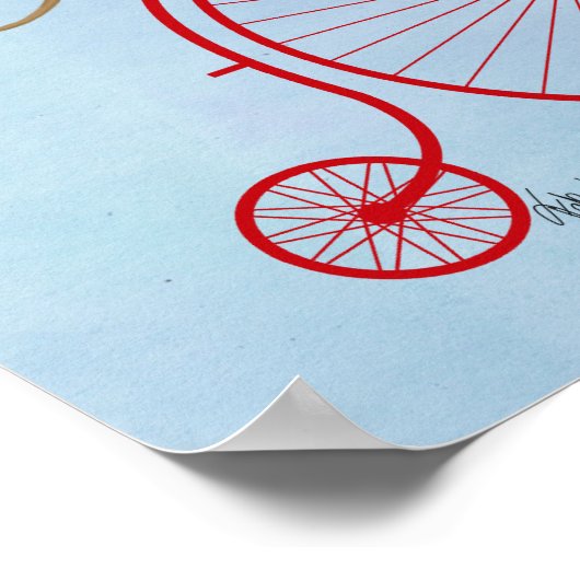 Greyhound on Red Penny Farthing Bike Poster (Hoek)