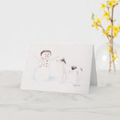 Greyhound ontmoet Snowman Dog Art Wenskaart Kaart (Gele Bloem)