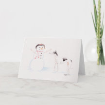 Greyhound ontmoet Snowman Dog Art Wenskaart
