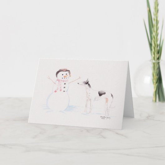 Greyhound ontmoet Snowman Dog Art Wenskaart Kaart (Voorkant)