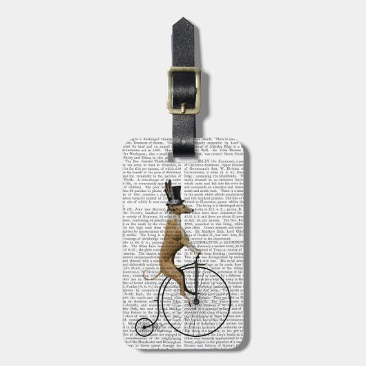 Greyhound op Black Penny Farthing Bike Bagagelabel (Voorkant verticaal)