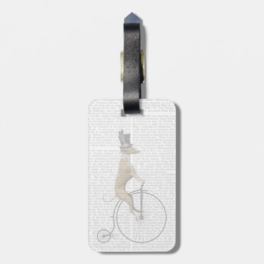 Greyhound op Black Penny Farthing Bike Bagagelabel (Achterkant verticaal)