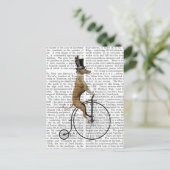 Greyhound op Black Penny Farthing Bike Briefkaart (Staand voorkant)