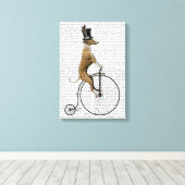 Greyhound op Black Penny Farthing Bike Canvas Afdruk (Insitu (Houten vloer))