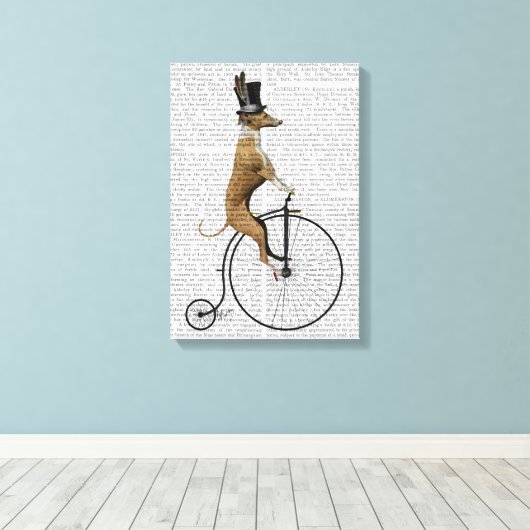 Greyhound op Black Penny Farthing Bike Canvas Afdruk (Insitu (Houten vloer))