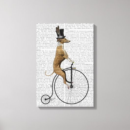 Greyhound op Black Penny Farthing Bike Canvas Afdruk (Voorkant)