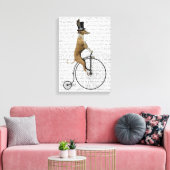 Greyhound op Black Penny Farthing Bike Canvas Afdruk (Insitu (Woonkamer))