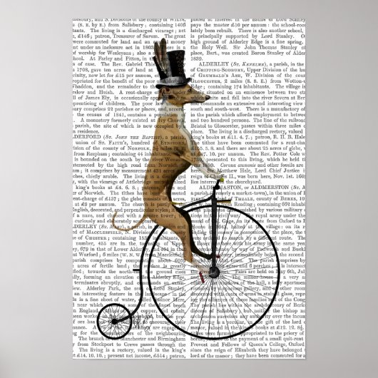 Greyhound op Black Penny Farthing Bike Poster (Voorkant)