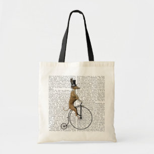 Greyhound op Black Penny Farthing Bike Tote Bag