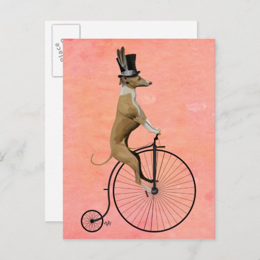 Greyhound op Black Penny Farthing Briefkaart (Voorkant / Achterkant)