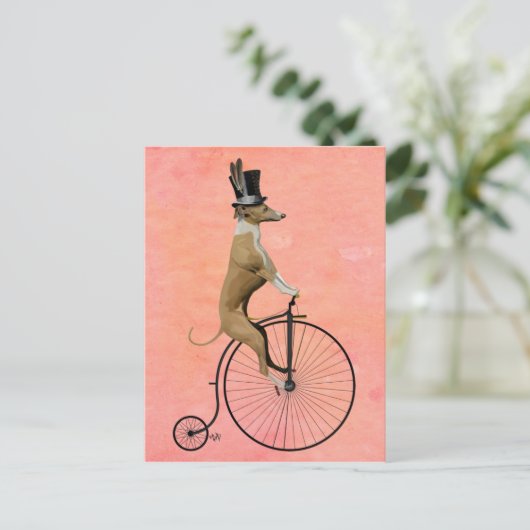 Greyhound op Black Penny Farthing Briefkaart (Staand voorkant)
