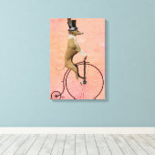 Greyhound op Black Penny Farthing Canvas Afdruk (Insitu (Houten vloer))