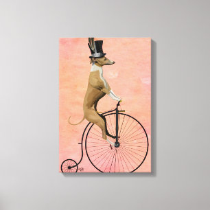 Greyhound op Black Penny Farthing Canvas Afdruk