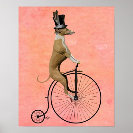 Greyhound op Black Penny Farthing Poster (Voorkant)