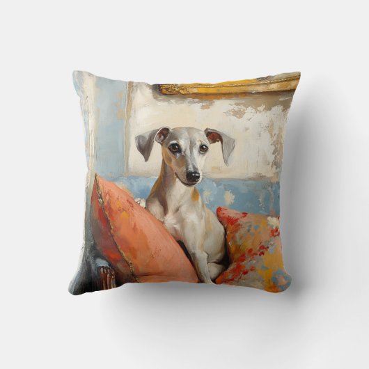 Greyhound op een bank kussen (Achterkant)