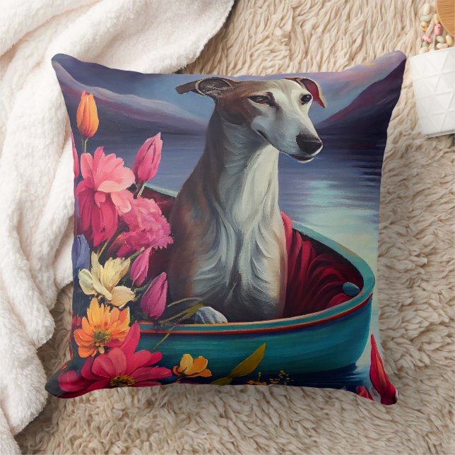 Greyhound op een peddel: Een landschappelijk avont Kussen (Deken)
