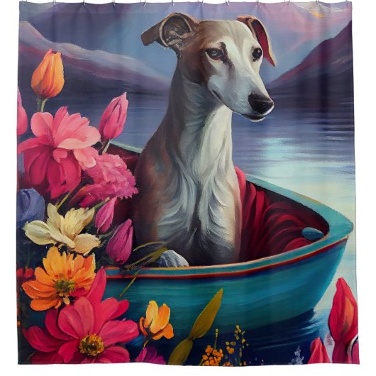 Greyhound op een peddel: Een Schilderachtig avontu Douchegordijn (Voorkant)