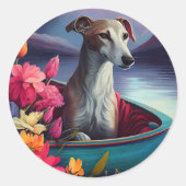 Greyhound op een peddel: Een Schilderachtig avontu Ronde Sticker (Voorkant)