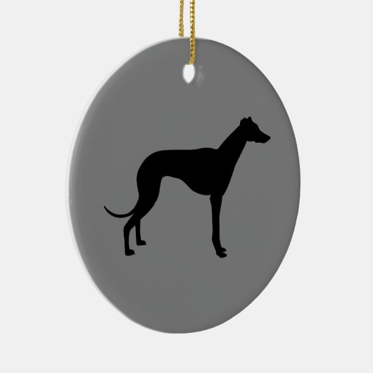 Greyhound op Grey Keramisch Ornament (Rechts)