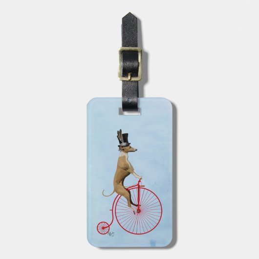 Greyhound op Red Penny Farthing Bagagelabel (Voorkant verticaal)