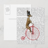 Greyhound op Red Penny Farthing Bike Briefkaart (Voorkant / Achterkant)