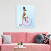 Greyhound op Red Penny Farthing Bike Canvas Afdruk (Insitu (Woonkamer))