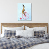 Greyhound op Red Penny Farthing Bike Canvas Afdruk (Insitu (Slaapkamer))