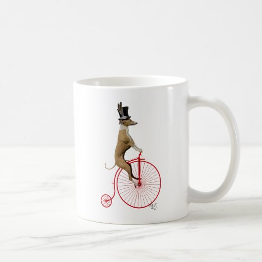 Greyhound op Red Penny Farthing Bike Koffiemok (Rechts)