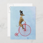Greyhound op Red Penny Farthing Briefkaart (Voorkant / Achterkant)