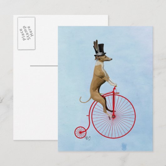 Greyhound op Red Penny Farthing Briefkaart (Voorkant / Achterkant)