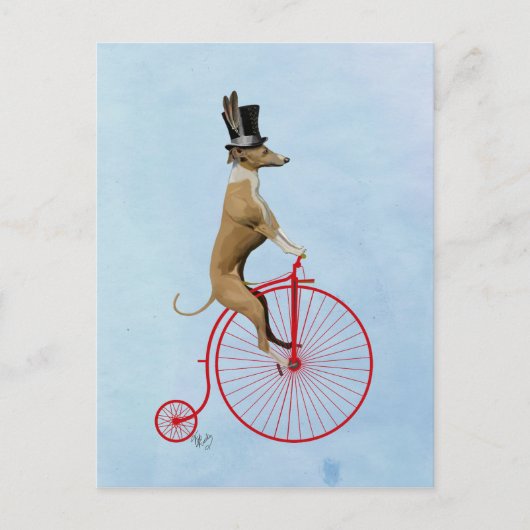 Greyhound op Red Penny Farthing Briefkaart (Voorkant)