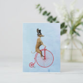 Greyhound op Red Penny Farthing Briefkaart (Staand voorkant)