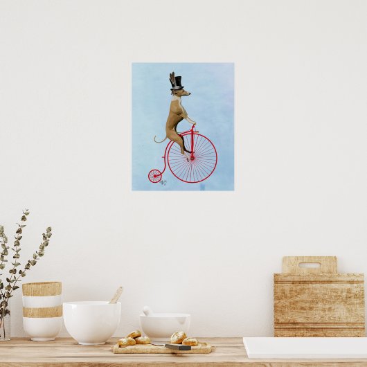 Greyhound op Red Penny Farthing Poster (Keuken)