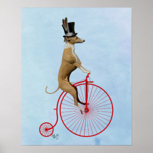 Greyhound op Red Penny Farthing Poster