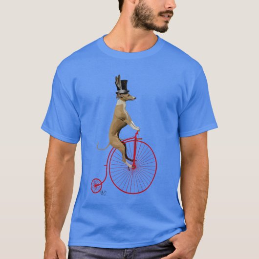 Greyhound op Red Penny Farthing T-shirt (Voorkant)