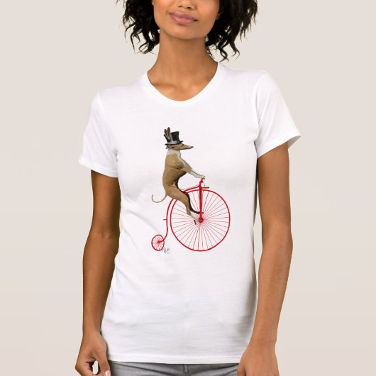 Greyhound op Red Penny Farthing T-shirt (Voorkant)