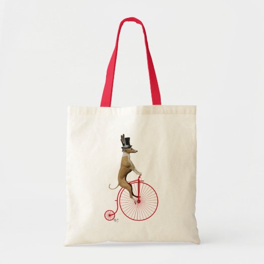 Greyhound op Red Penny Farthing Tote Bag (Voorkant)