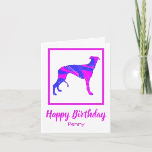 Greyhound Pink Silhouette Dog Funny Card Kaart (Voorkant)