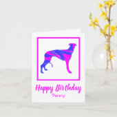 Greyhound Pink Silhouette Dog Funny Card Kaart (Gele Bloem)
