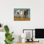 Greyhound Poster/Afdruk: Twee grijshonden Poster (Thuiskantoor)