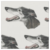 Greyhound Profile Dog Art Fabric Stof (Close Up)