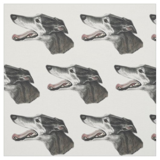 Greyhound Profile Dog Art Fabric Stof (Swatch)