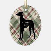 Greyhound Pset kerstversiering Keramisch Ornament (Rechts)