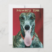 GREYHOUND PUP DOG PAWRTY ARTIJ INVITE INVITATION KAART (Voorkant)