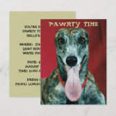 GREYHOUND PUP DOG PAWRTY ARTIJ INVITE INVITATION KAART (Voorkant / Achterkant)