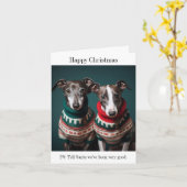 Greyhound Puppies in Kersttruien Kaart (Gele Bloem)