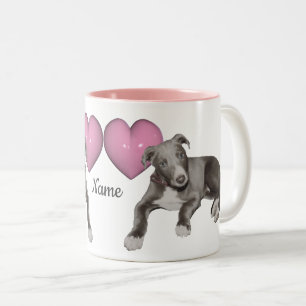 Greyhound Puppy and Heart op maat Tweekleurige Koffiemok