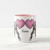 Greyhound Puppy and Heart op maat Tweekleurige Koffiemok (Center)